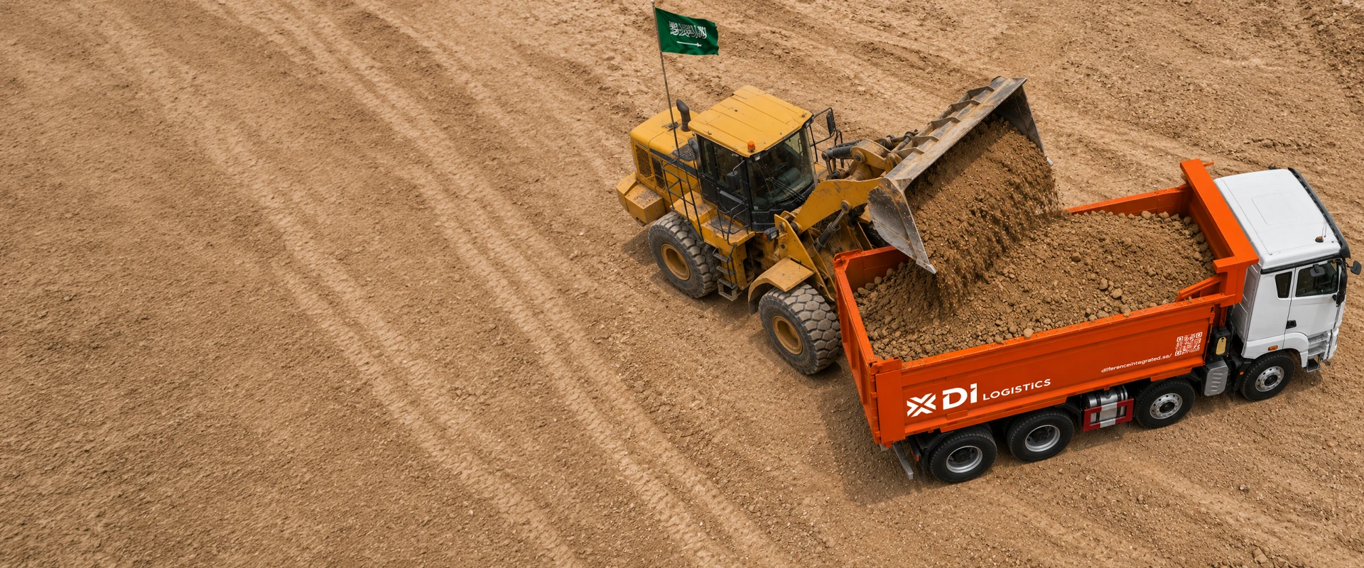 Heavy dump truck transporting sand for construction