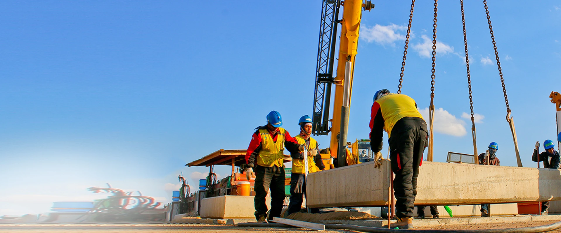 Construction logistics and heavy transport at a project site